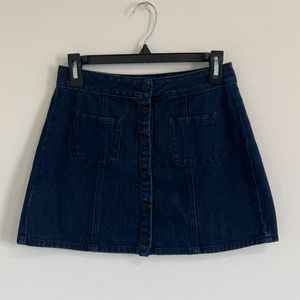 Brandy Melville Dark Wash Jean Button Skirt